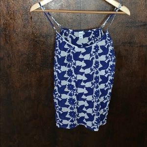 Old Navy blue bird spaghetti top.